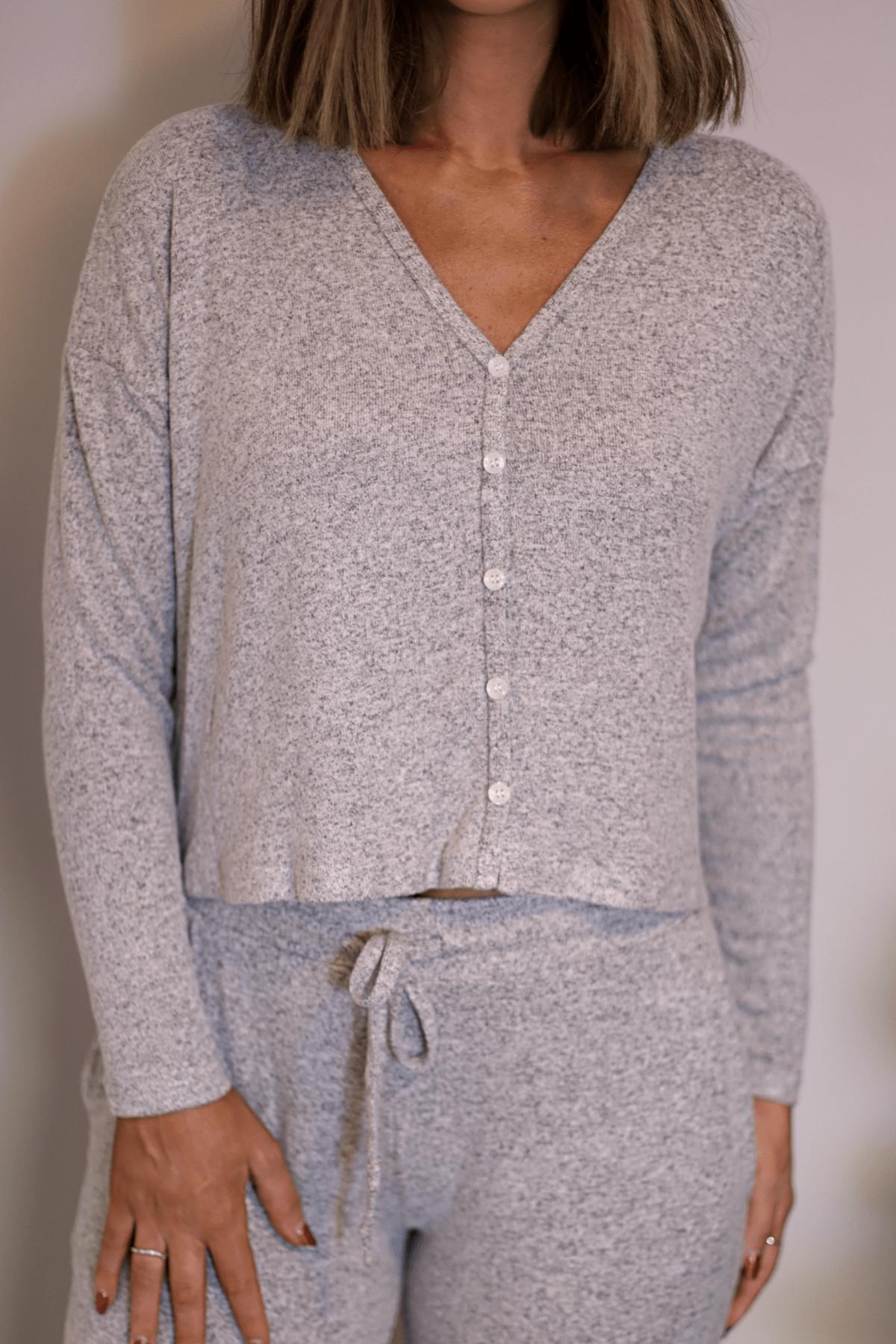 Soft Grey Brushed Button Down Top - FINAL SALE Product Image