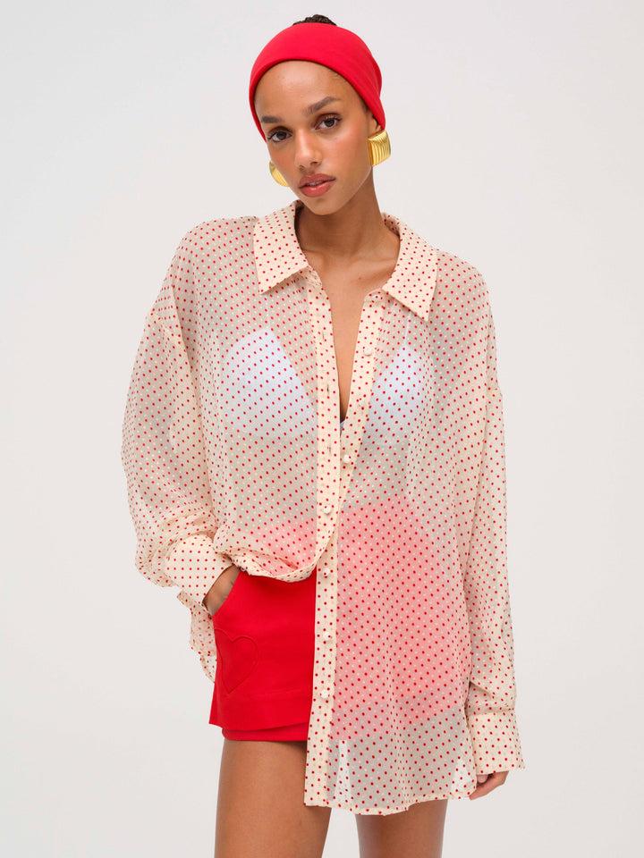 Love Dot Button-Up Top — Neutral Product Image