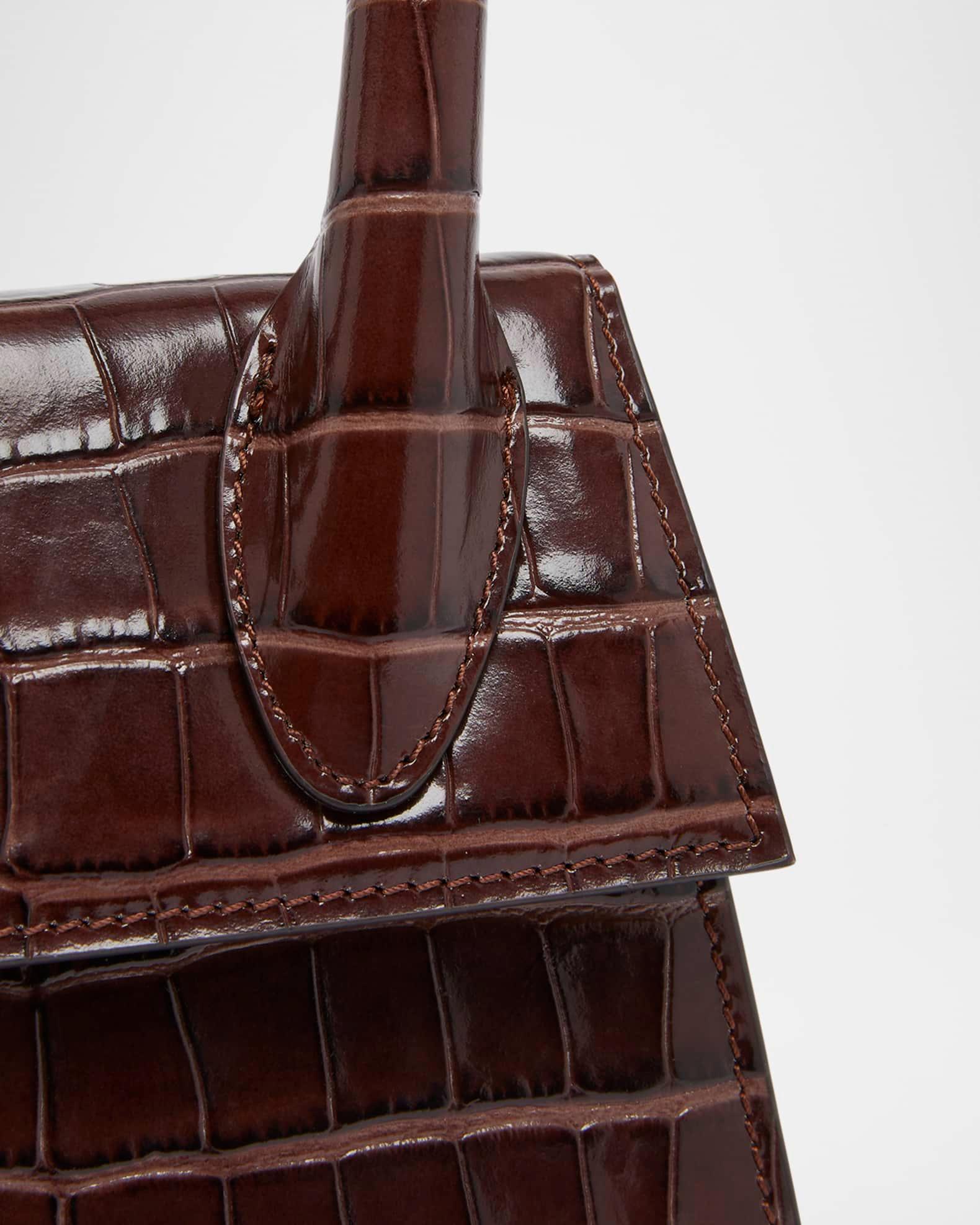 Le Chiquito Moyen Croc-Embossed Leather Top-Handle Bag Product Image