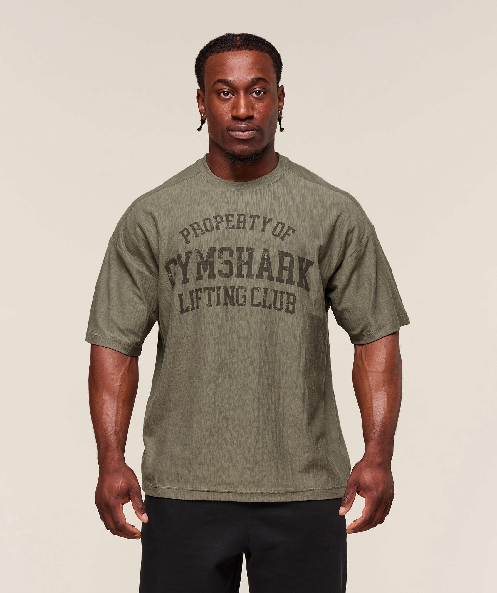 Gymshark Lightweight Slub Textured T-Shirt - Utility Green Male Product Image