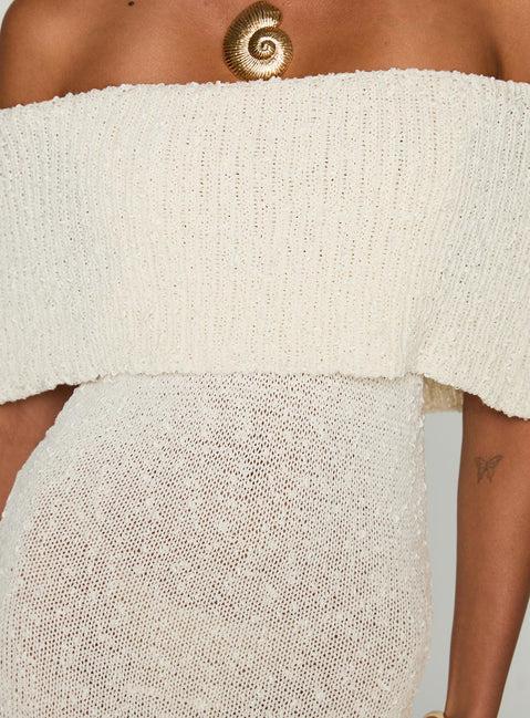Nixen Strapless Knit Maxi Dress Cream Product Image