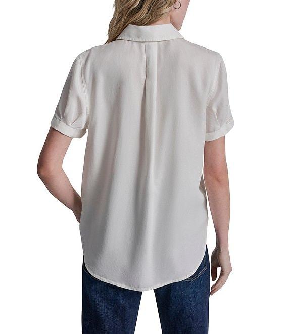 DKNY Jeans by Donna Karan Tencel Point Collar Short Sleeve Button Front Shirt Product Image