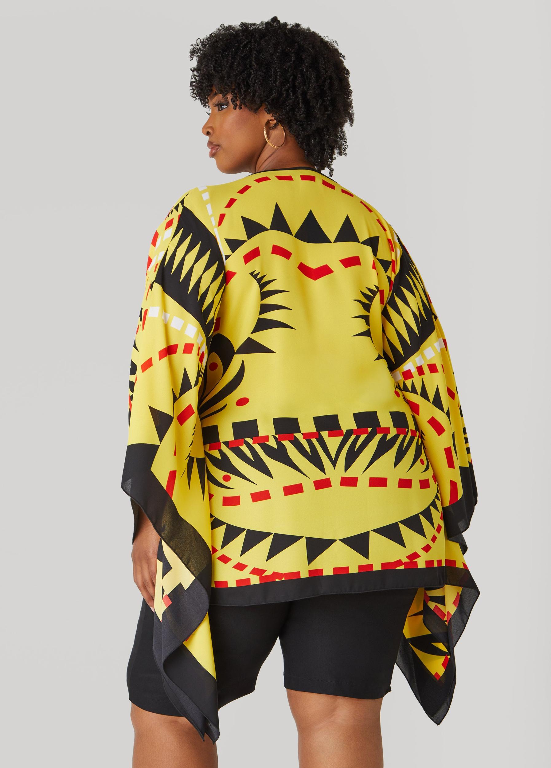 Printed V Neck Poncho Product Image