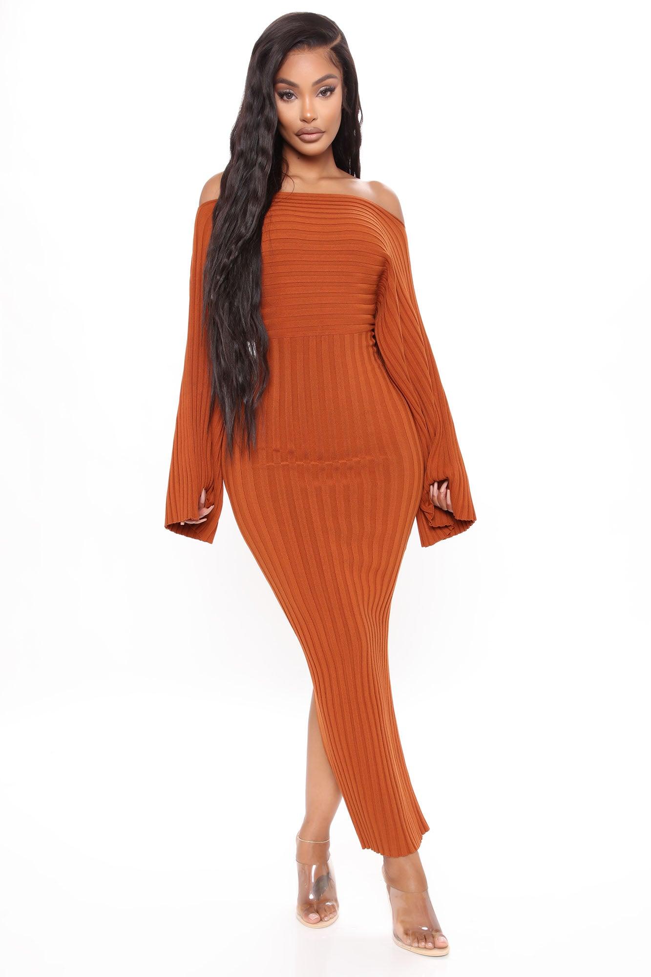 Heather Sweater Midi Dress - Cognac Female Product Image