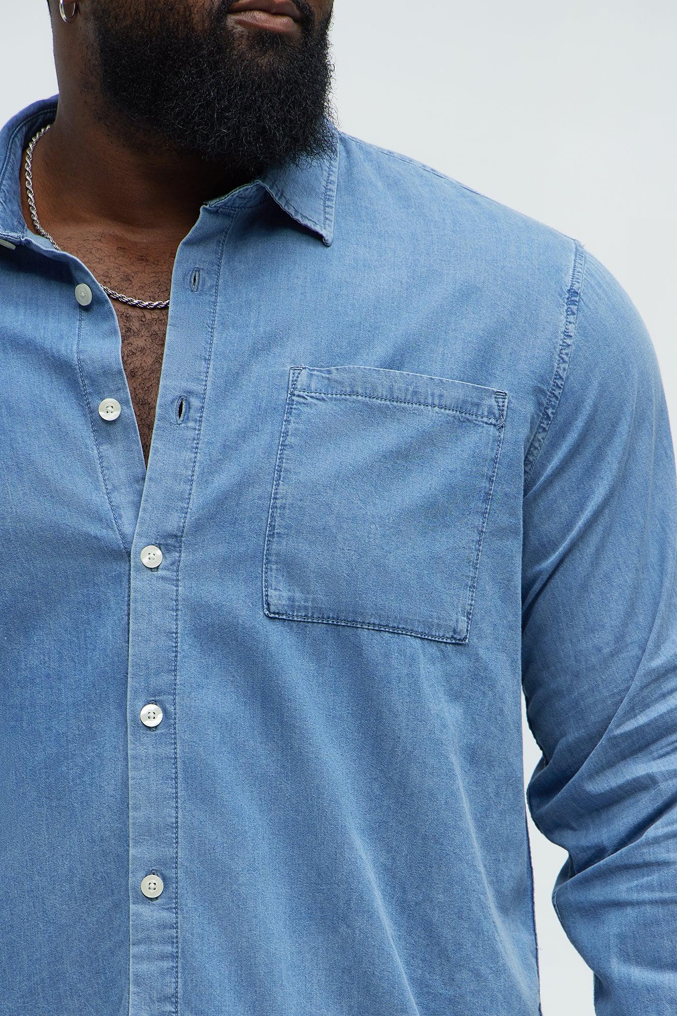Chambray Long Sleeve Shirt - Medium Wash Product Image