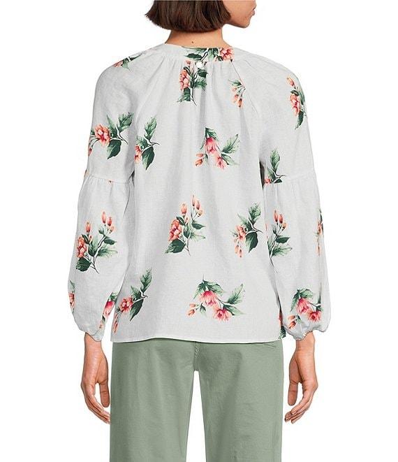 Tommy Bahama Florentina Linen Plainweave V-Neck Long Sleeves Relaxed Fit Top Product Image