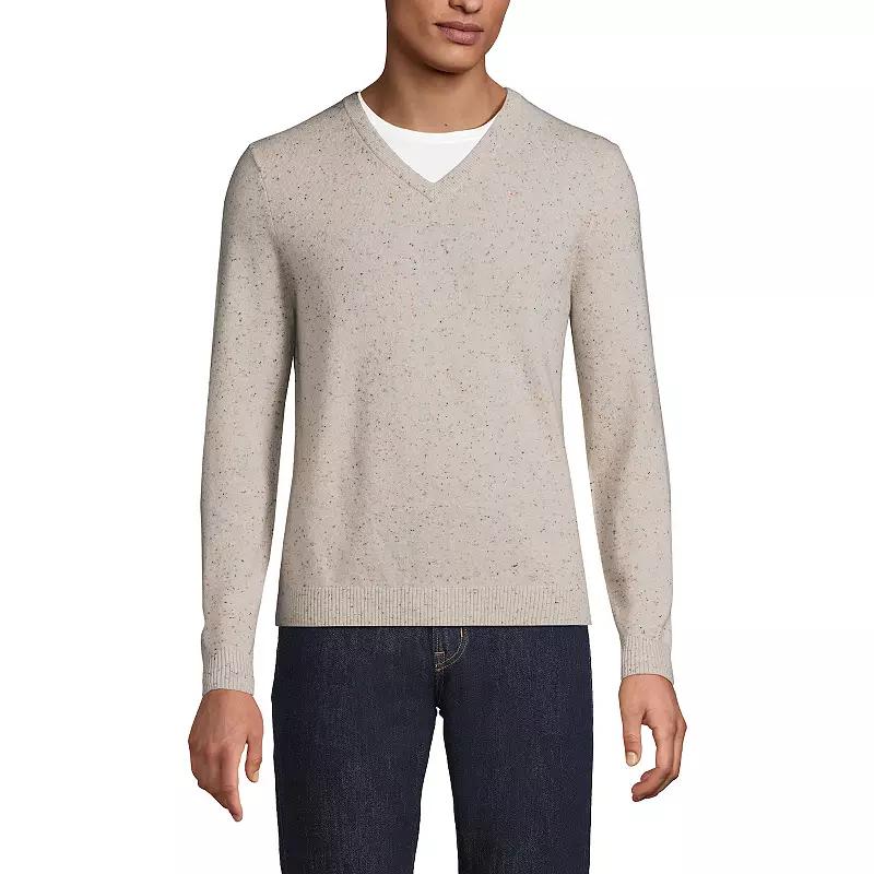 Men's Lands' End Fine-Gauge Cashmere V-neck Sweater,  Product Image