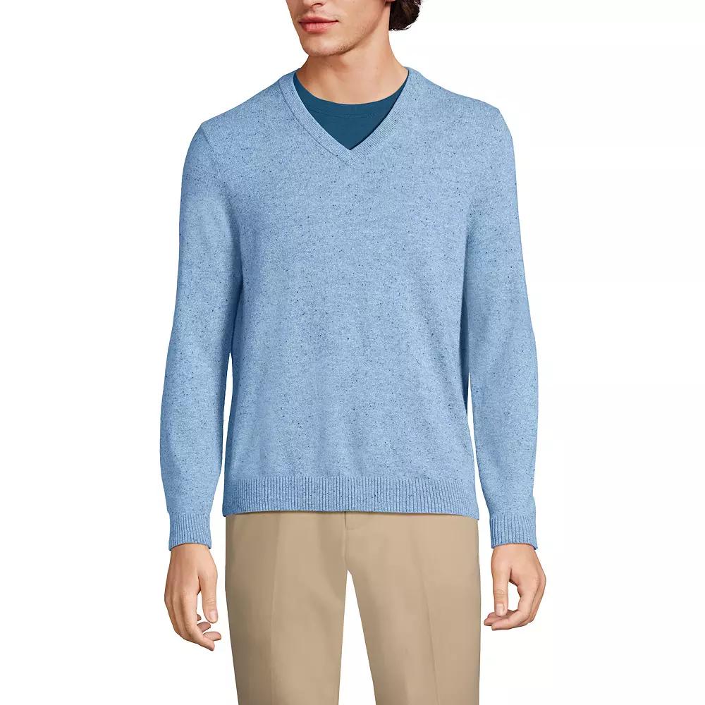 Men's Lands' End Fine-Gauge Cashmere V-neck Sweater,  Product Image
