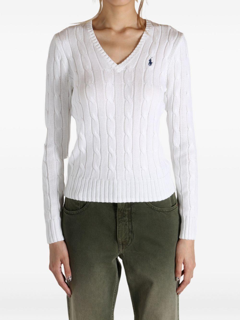 cable-knit v-neck sweater Product Image