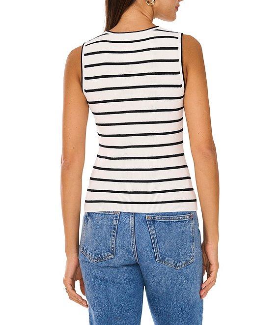 Vince Camuto Knit Striped Crew Neckline Sleeveless Tank Product Image