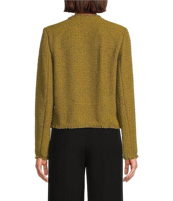Donna Karan Novelty Frayed Tweed Open Front jacket Product Image