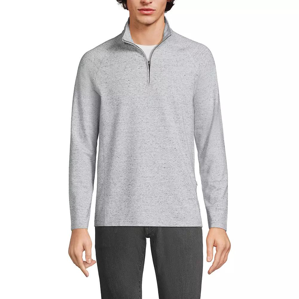 Men's Lands' End Long Sleeve Raglan French Terry Quarter Zip Sweatshirt,  Product Image
