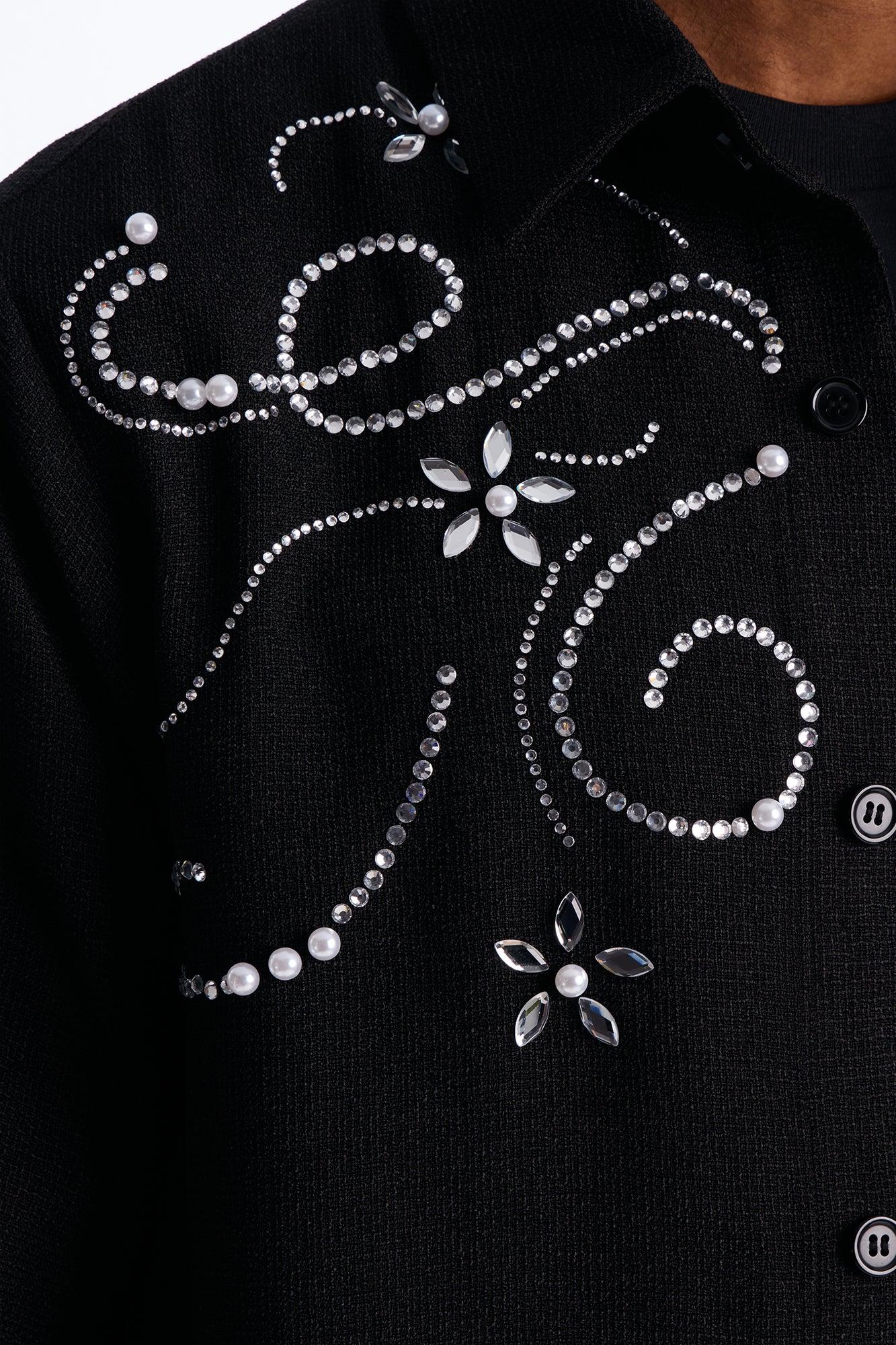 Cropped Wanderlust Pearl Journey Button Up - Black Male Product Image