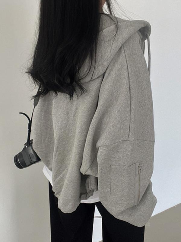 Oversized Zip Up Gray Hoodie Product Image