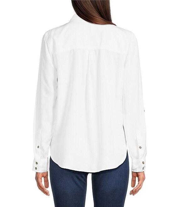 DKNY by Donna Karan Jeans Garment Dye Roll-Tab Sleeve Button Front Shirt Product Image