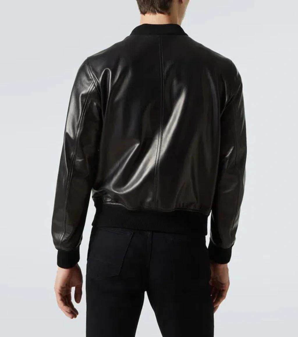 TOM FORD Black Shiny Nappa Plonge Leather Jacket In Multi Product Image