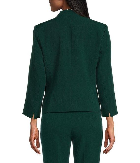 Kasper Stretch Crepe Zipper Pocket Long Sleeve Open Front Cardigan Jacket Product Image