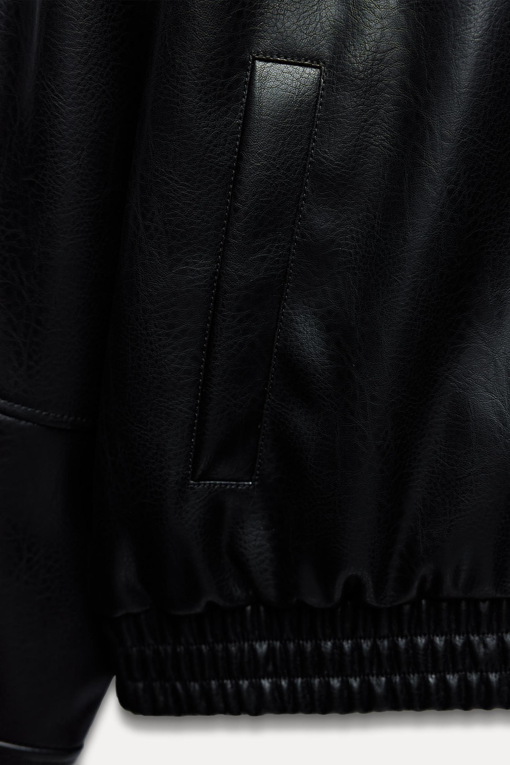 FAUX LEATHER BOMBER JACKET Product Image