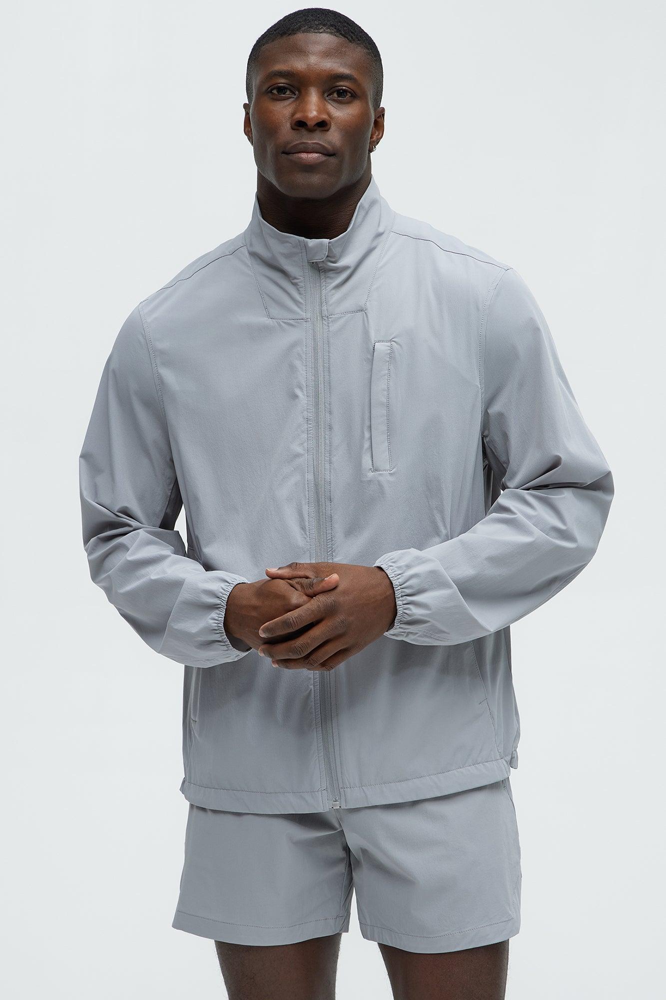 Lightweight Stretch Running Windbreaker Jacket - Grey Product Image