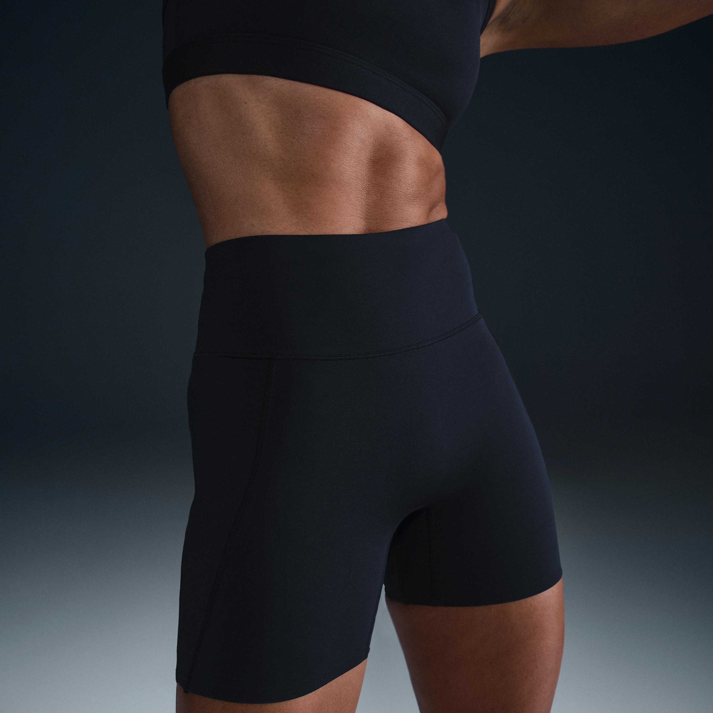 Nike Womens Universa High-Waisted 5 Biker Shorts with No Front Seam | HQ6832-010 Product Image