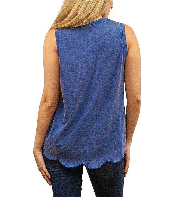 Karyn Seo Nell Tonal Embroidered Floral Motif Round Neck Sleeveless Tank Product Image