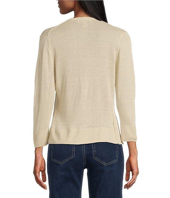 Tommy Bahama Linen Blend Open Front 3/4 Sleeve Cardigan Product Image