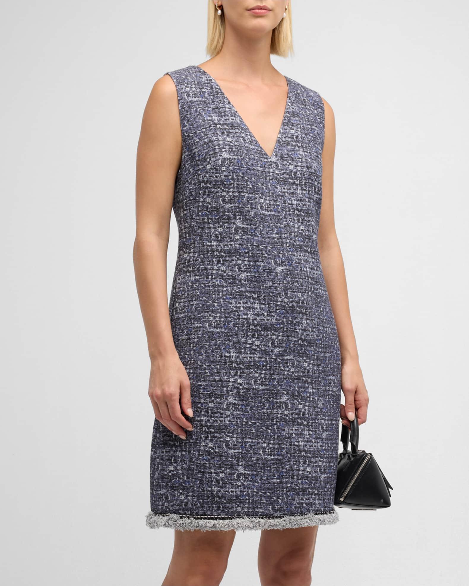 Kelly Sleeveless Fringe-Hem Boucle Mini Dress Product Image