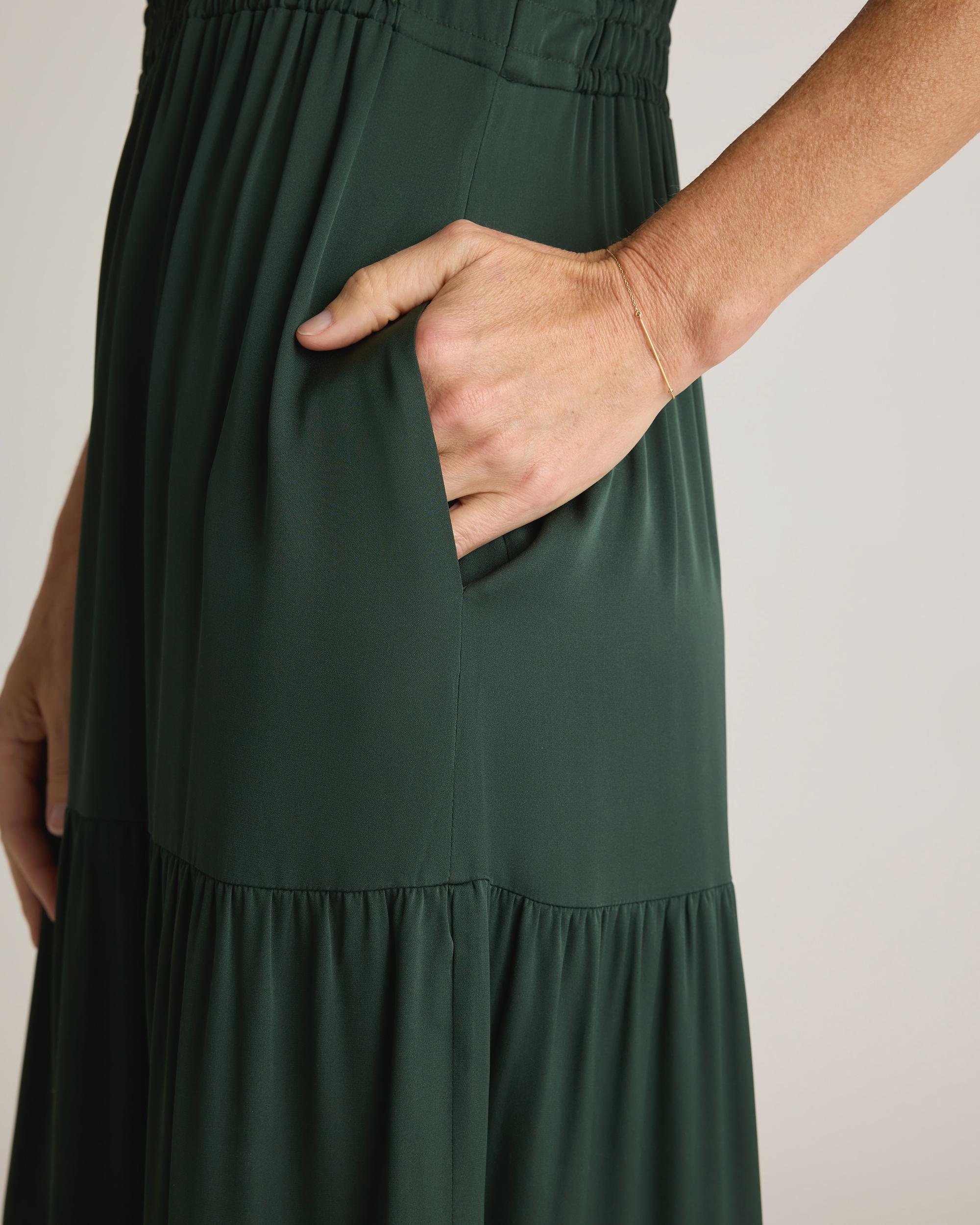 Quince | Women's Washable Stretch Silk Tiered Maxi Dress Product Image