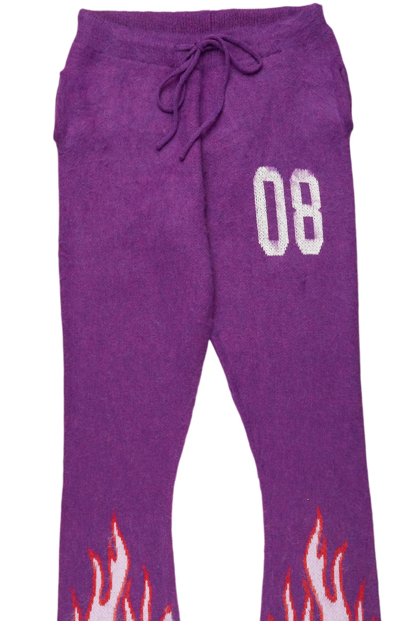 Holger Purple/Pink Graphic Stacked Flare Mohair Track Pant Male Product Image