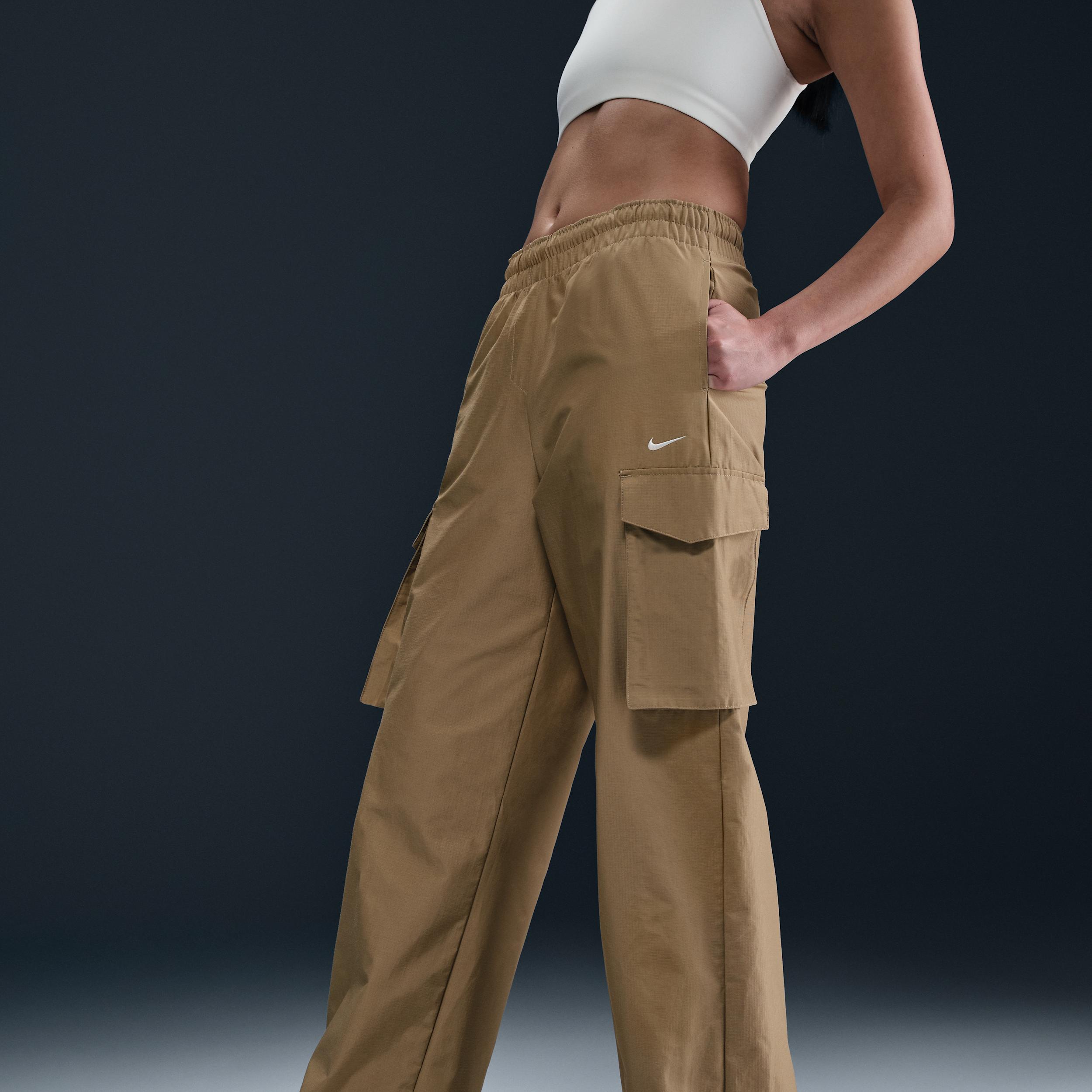 Nike Womens Nike NSW EVRTHNG Woven Mid Rise Cargo Pants - Womens Parachute Beige/White Product Image