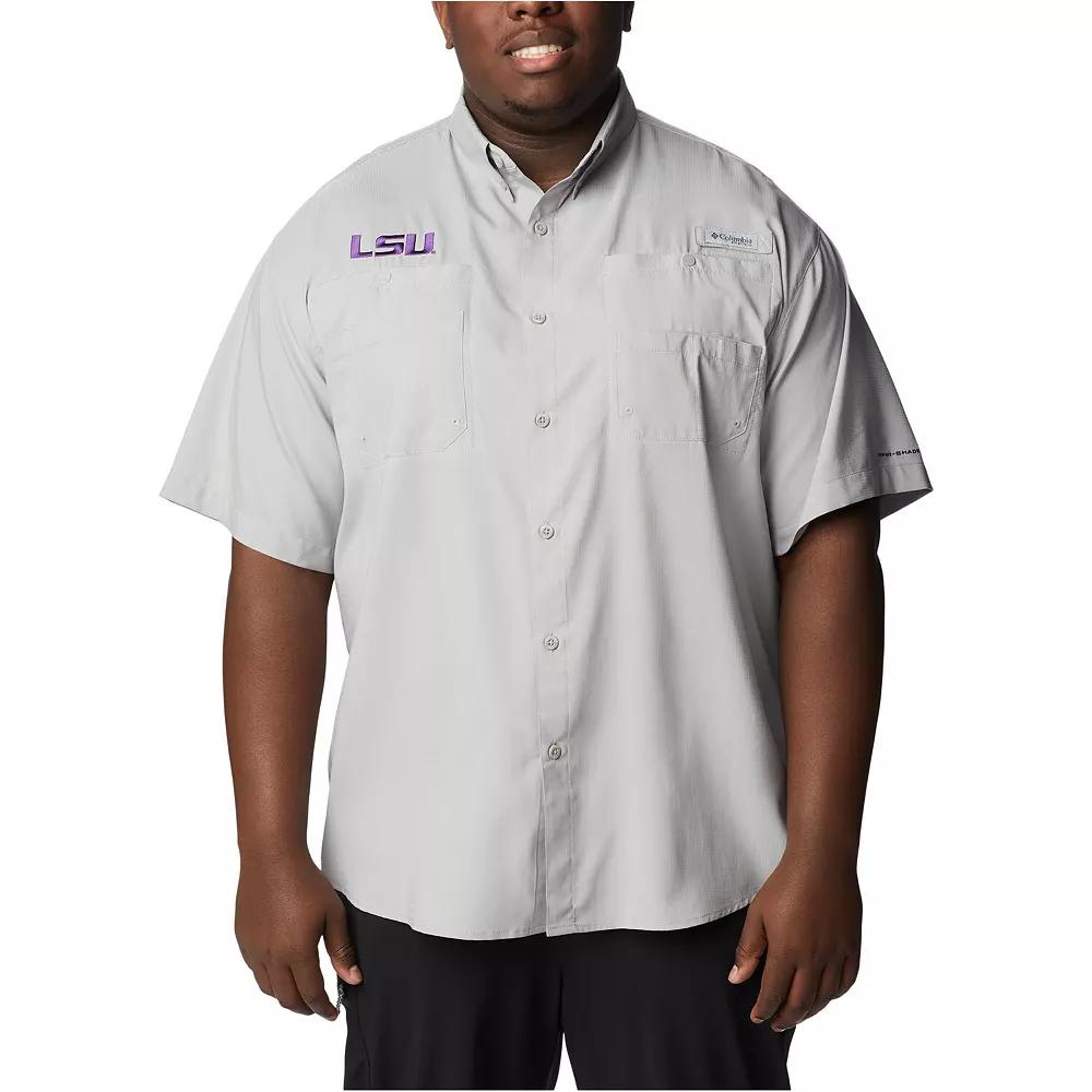 Men's Columbia  Gray LSU Tigers Big & Tall Tamiami Omni-Shade Button-Down Shirt, Size: 3XLT, Grey Product Image