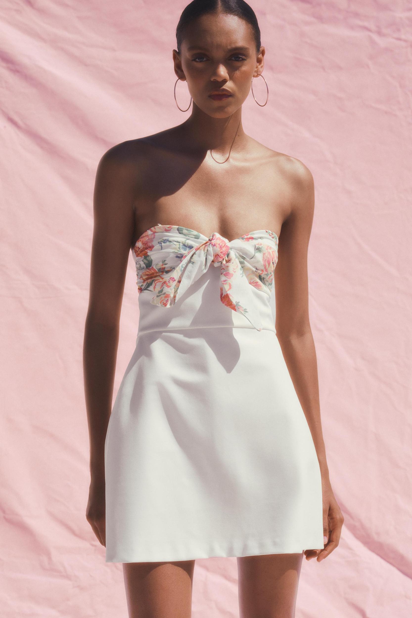 FLORAL PRINT HANKERCHIEF MINI DRESS Product Image