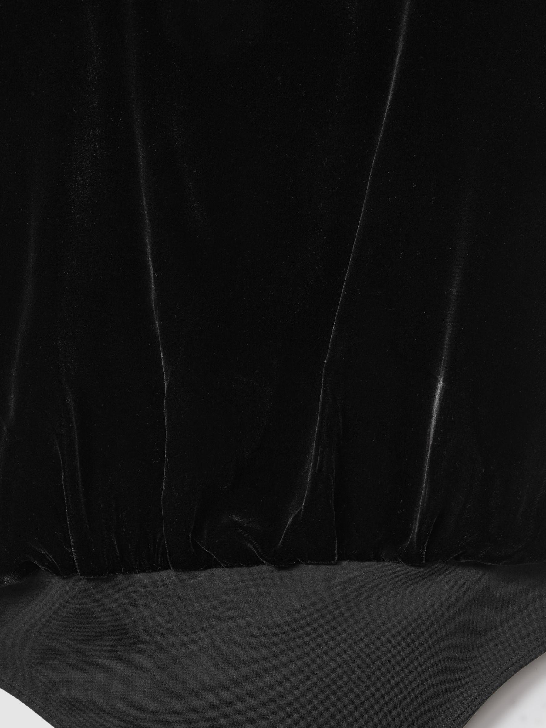 Atelier Velvet Draped Sleeveless Bodysuit in Black Product Image