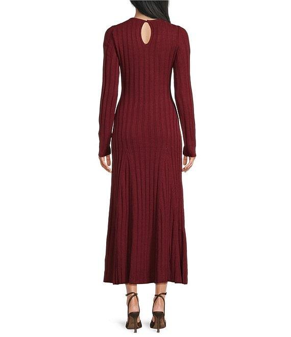French Connection Babysoft Rib Knit Crew Neck Long Sleeve Fit and Flare Maxi Dress Product Image