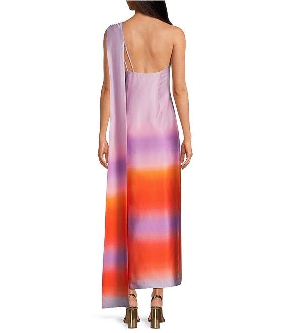 Gianni Bini Kenya One Shoulder Satin Ombre Dress Product Image