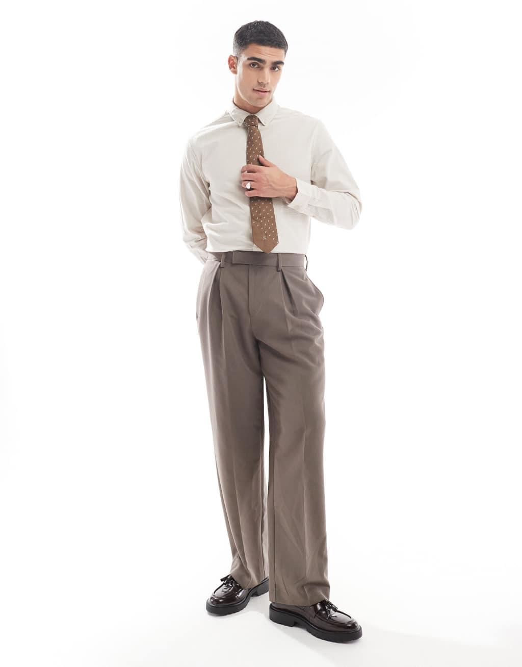 ASOS DESIGN regular seersucker shirt in stone Product Image