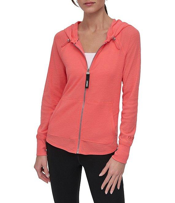 DKNY Sport by Donna Karan Long Sleeve Full Zip Mini Slub Waffle Pocketed Hoodie Product Image