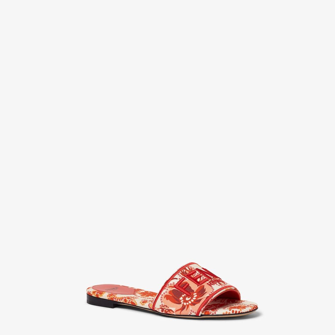 Fendi SunshineRed and camelia canvas slides Product Image