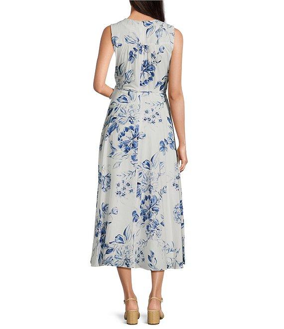 Calvin Klein Sleeveless V-Neck A-Line Midi Dress Product Image