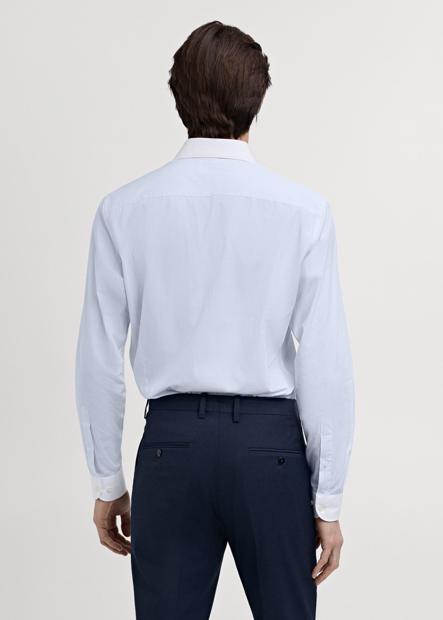 Striped suit shirt with contrasting collar - Men | MANGO USA Product Image