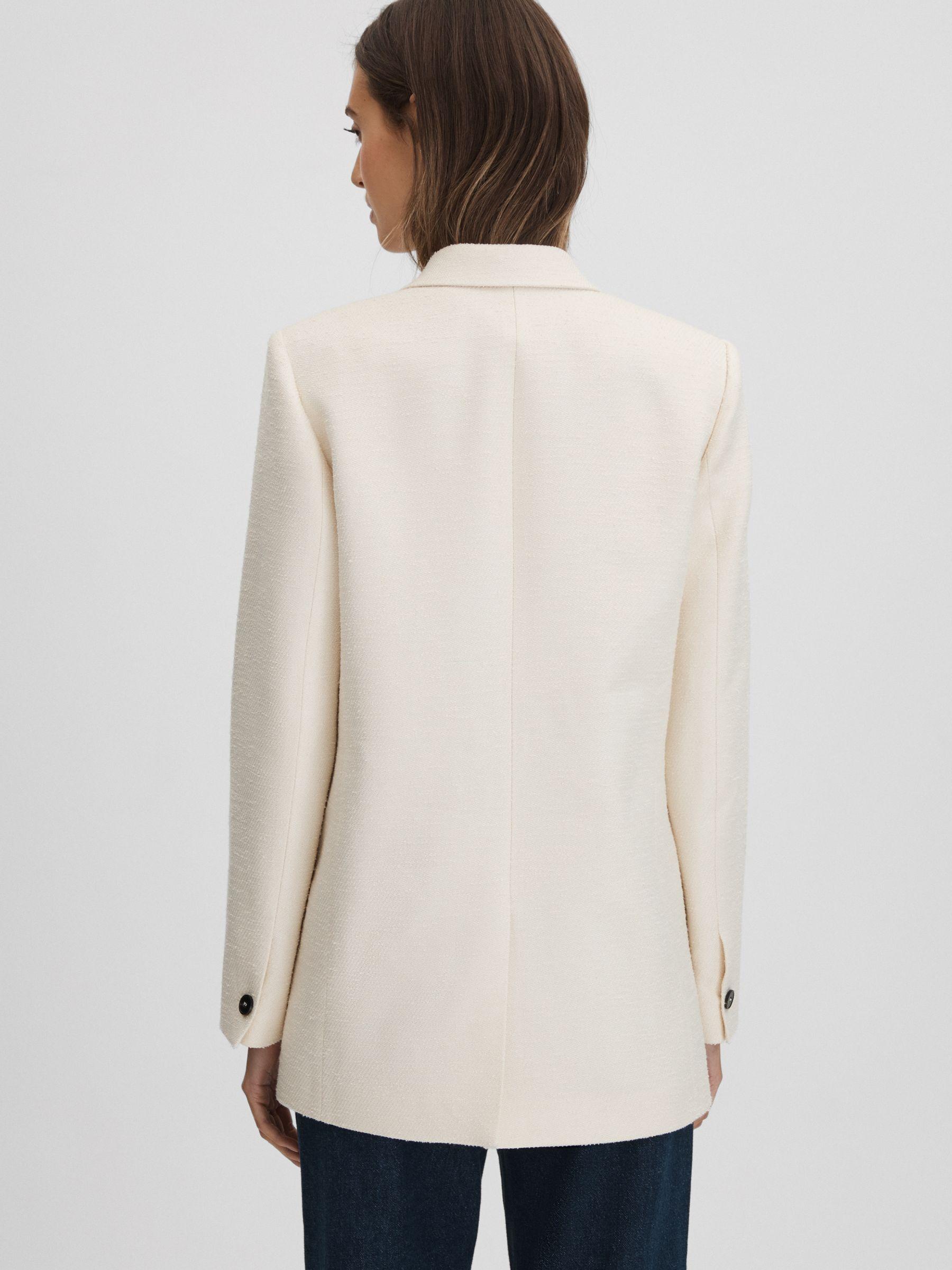 Textured Double Breasted Blazer in White Product Image