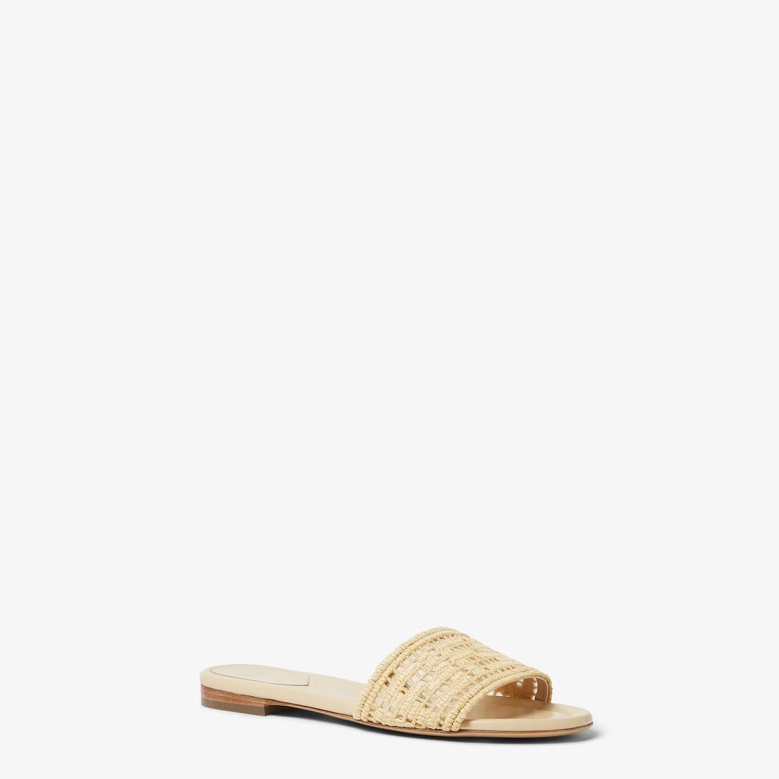 Fendi SunshineMesh slides with raffia FF embroidery Product Image
