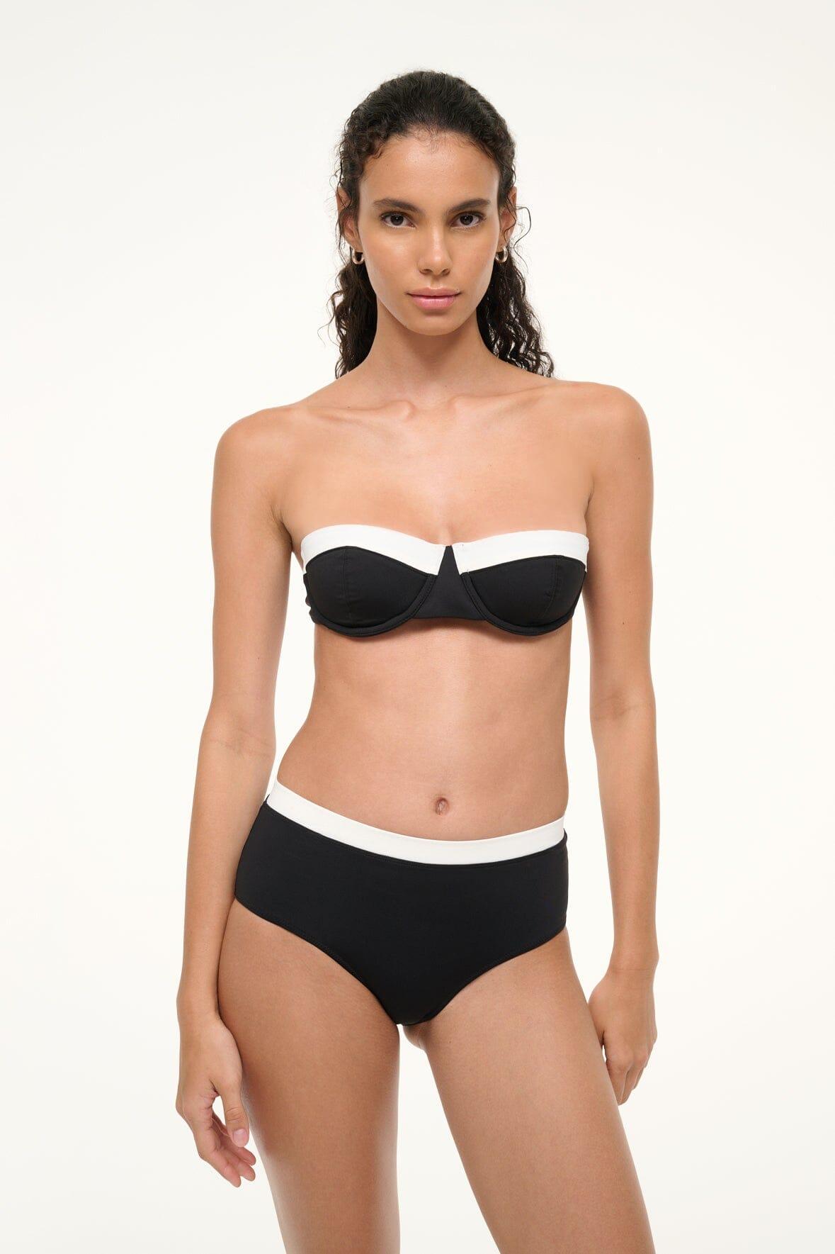 JO BALCONETTE BIKINI TOP | BLACK WHITE Product Image