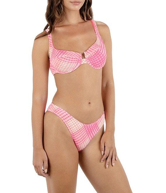 Hurley Ombre Plaid Scoop Waist Cheeky Swim Bottom Product Image