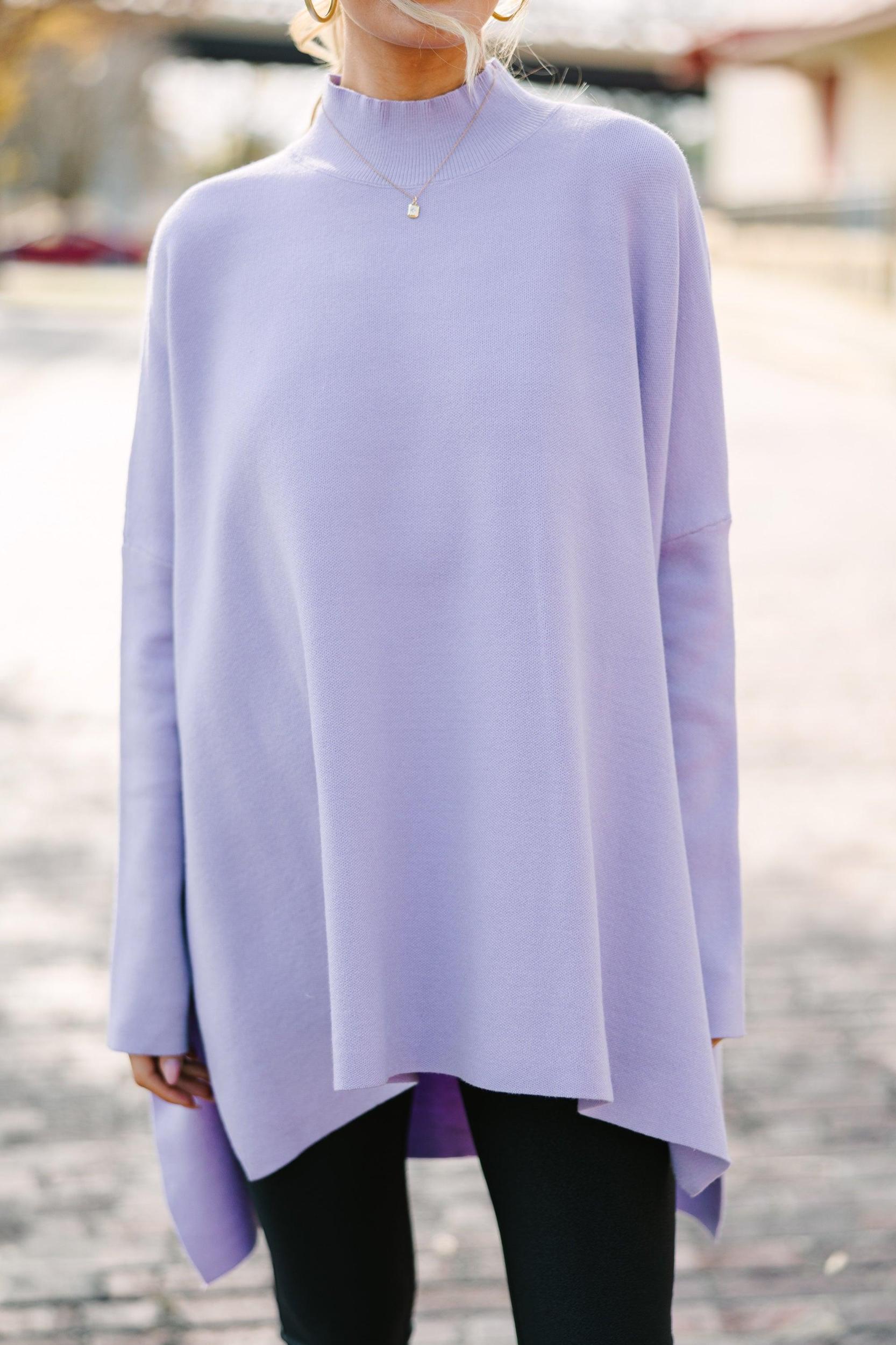 Going With You Lavender Purple Mock Neck Sweater Female Product Image