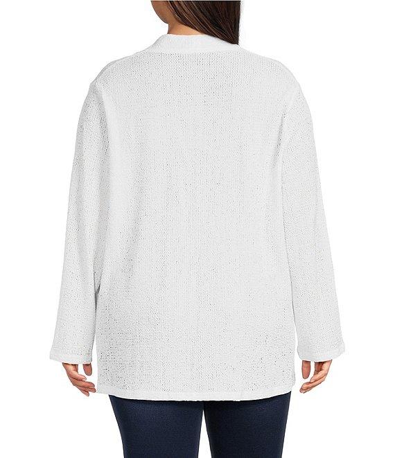 Calessa Plus Size Textured Knit Long Sleeve Open-Front Cardigan Product Image