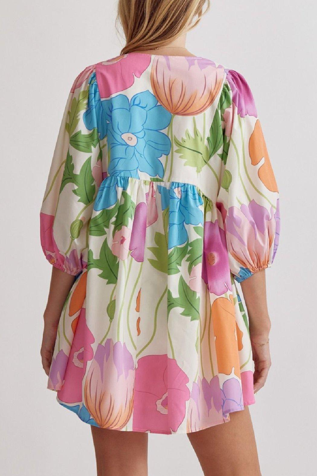 Half Sleeve Floral Dress Product Image