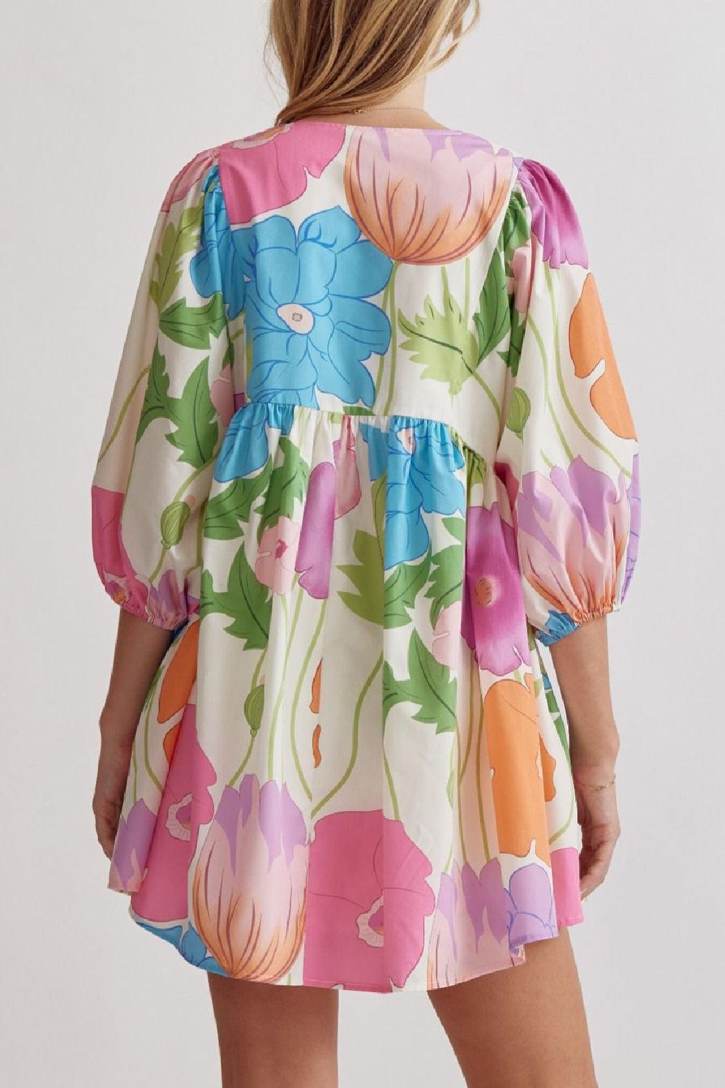 Half Sleeve Floral Dress Product Image