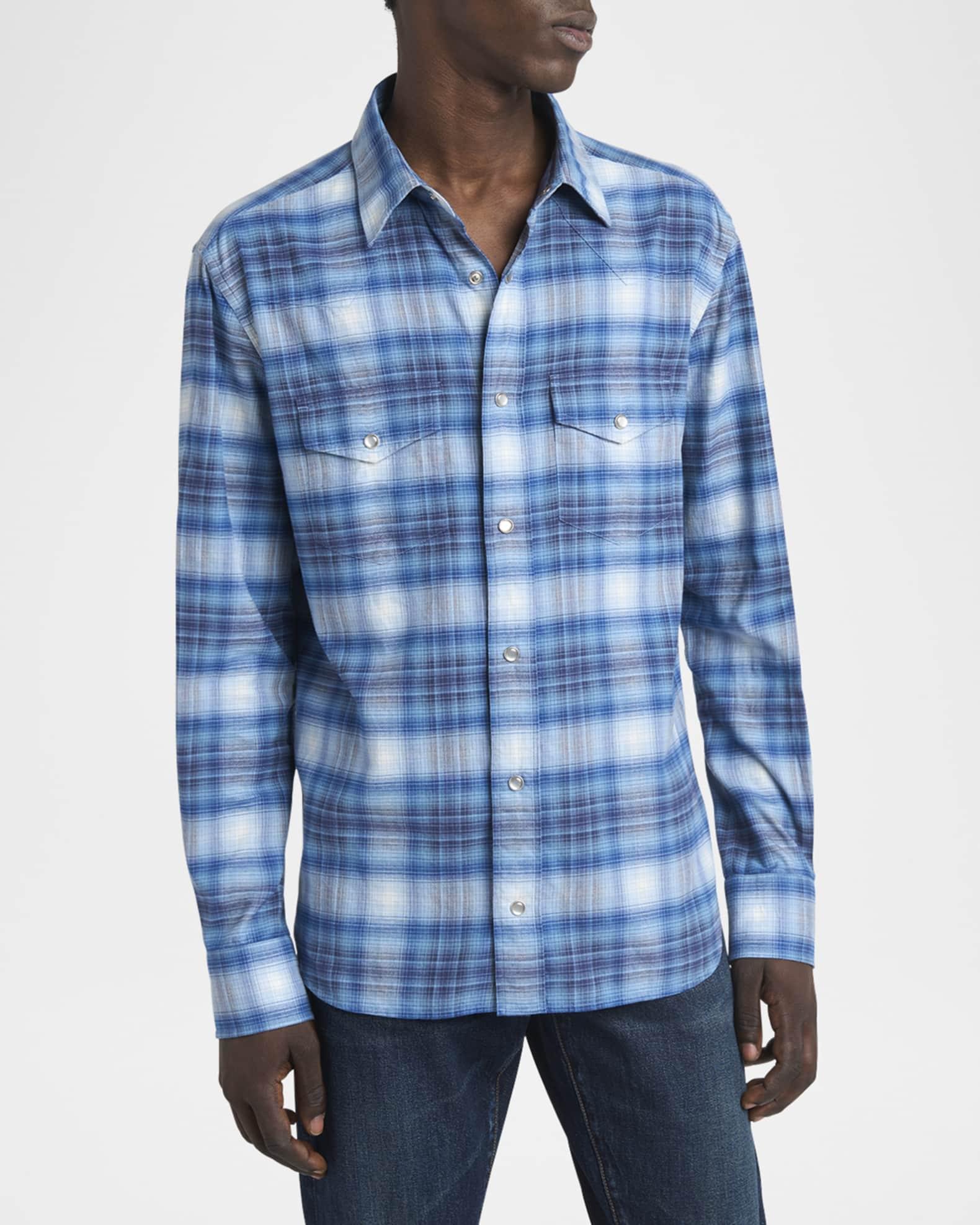 Men's Defused Check Slim Fit Western Shirt Product Image