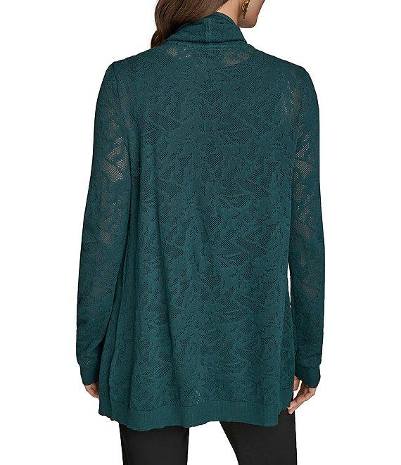 Donna Kara Pointelle Angle Hem Open Front Cardigan Product Image